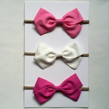 

3pcs/pack Girls Hair Bow Headband Handmade Hair Bows Headbands Soft Nylon Head Wear Elastic Cotton Hair Accessories For Kids