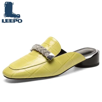 

Mules Shoes Women Luxury Brand Summer Outdoor Slippers Woman Round Heels Designers Sandals Shoes Female Gray Comfort Mules