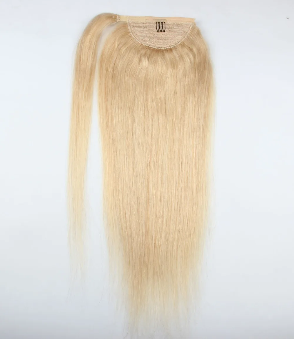 

Clip In Human Hair Ponytails 613 Blonde Virgin Hair Human Hairpiece Drawstring Horse Ponytail Black Brown Fashion Pony tail