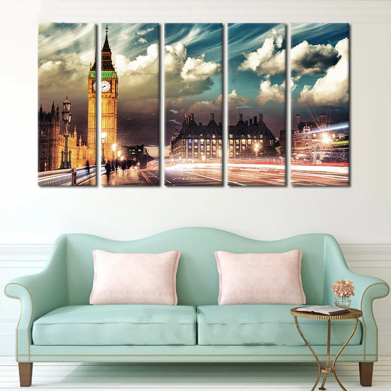 Grande-Arte-Da-Parede-Imagem-C-pia-Da-Lona-Cityscape-Skyline-Preto-Branco-Big-Ben-Londres (3)