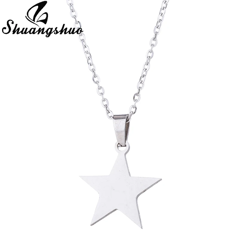 Shuangshuo, нержавеющая сталь, Золотая Звезда, подвеска, ожерелье, серьги, ювелирные наборы для женщин, маленькая звезда, свадебные серьги, наборы