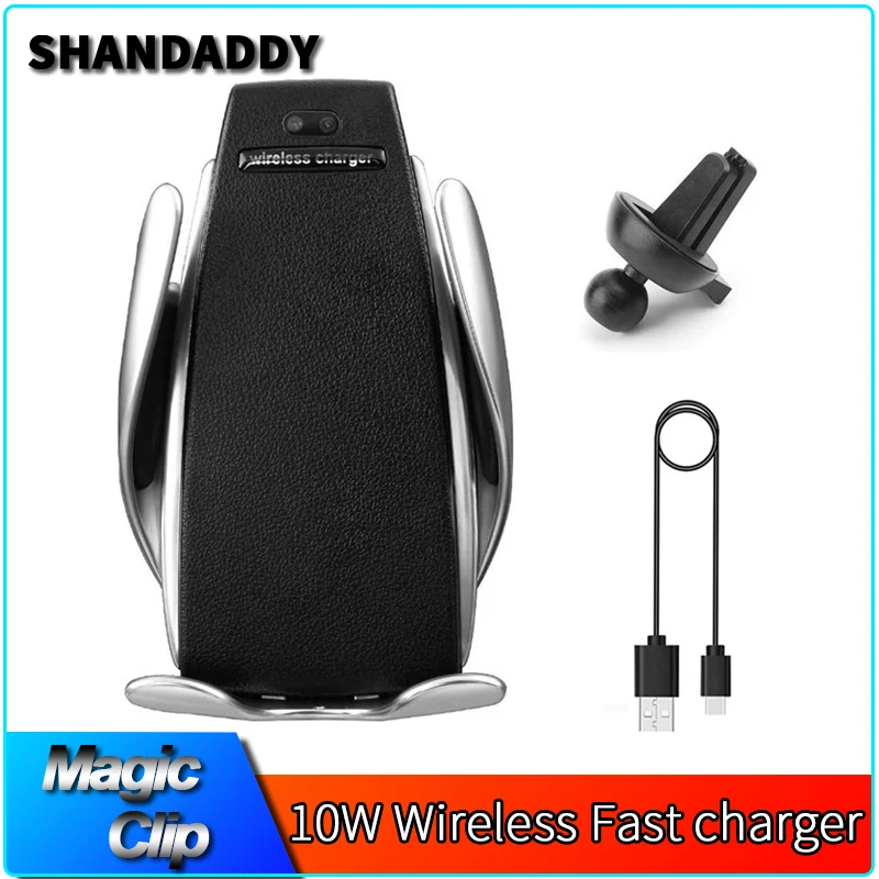 

2in1 Car Suction Air Vent Mount Holder Automatic Clamping Qi Wireless Car Charger Phone Stand For iPhone Samsung Xiaomi