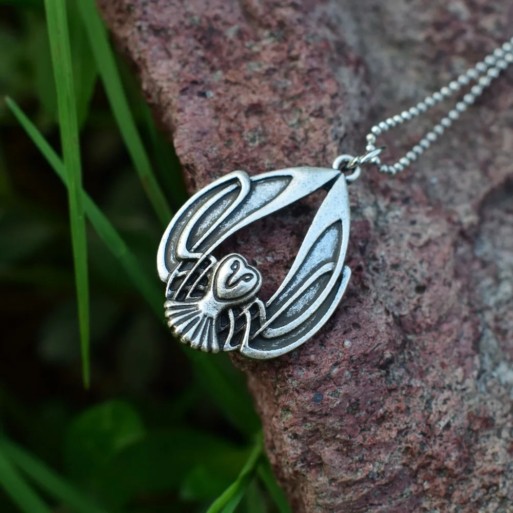 Barn Owl Necklace, Celtic Owl Pendant, Sterling Silver Owl Necklace, Celtic Owl