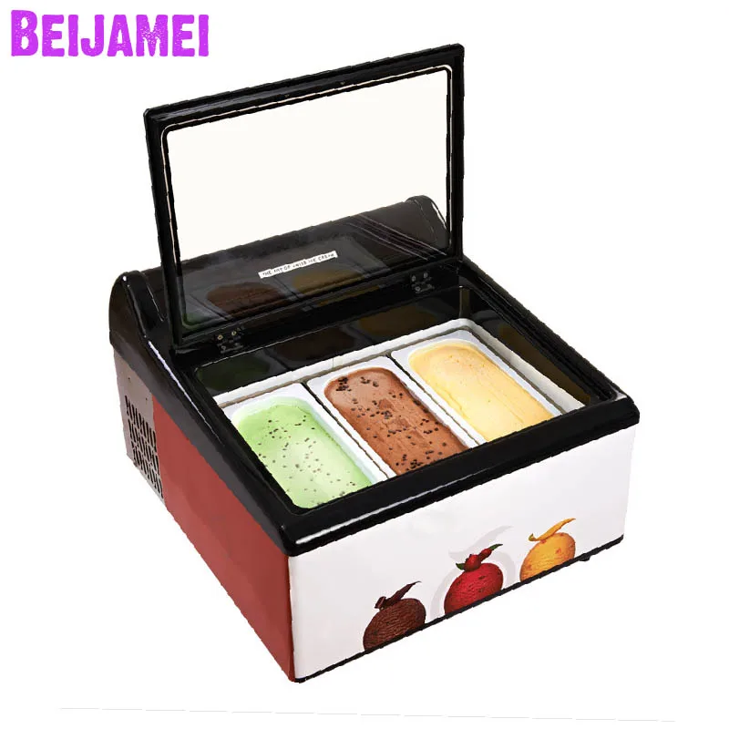 

BEIJAMEI 3 pans tabletop gelato display freezer electric countertop ice cream gelato showcase cabinets