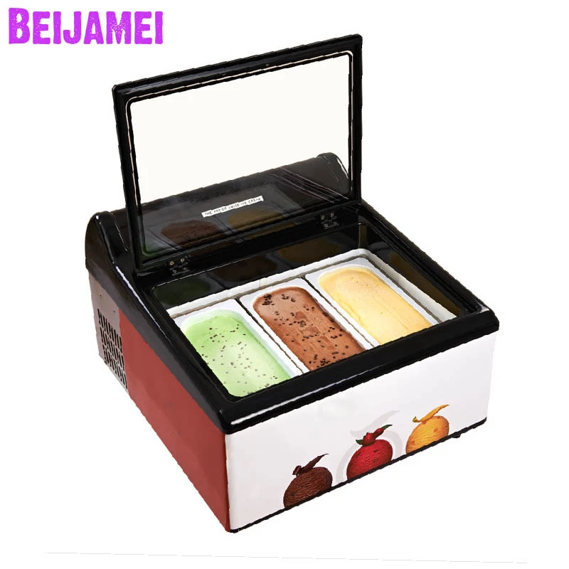 Beijamei 3 Pans Tabletop Gelato Display Freezer Electric Countertop Ice
