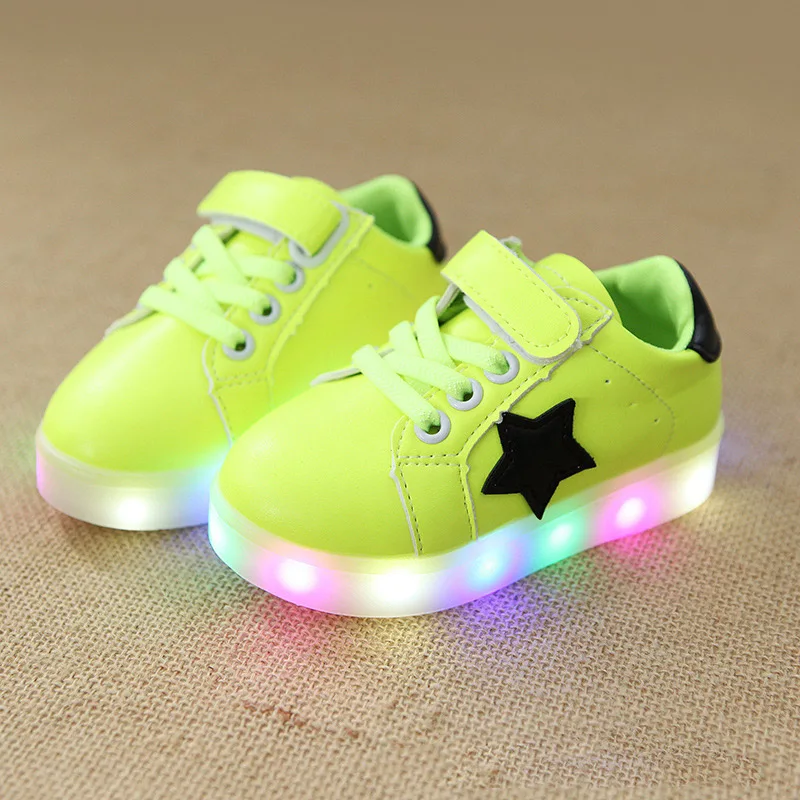 

Hook&Loop European Spring/Autumn baby casual shoes LED lighting cool big stars girls boys shoes Lovely cute baby sneakers