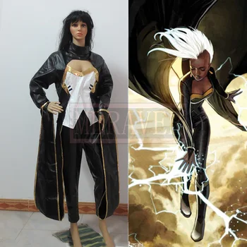 

Movie Coser X-men Storm Ororo Munroe Cosplay Costume Black Leather Suit Halloween Costume for Women