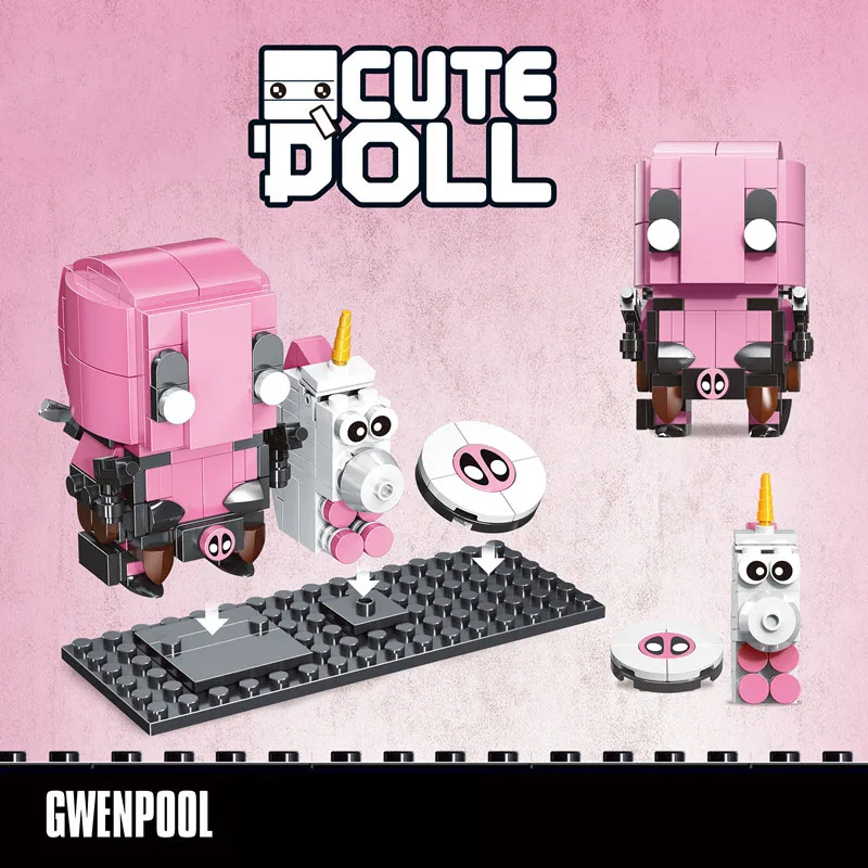 

Creator Series Cute Doll Tree Man Gwenpool Owen Rocket Steve Building Block Educational Assembly BrickHeadz Toys for Children