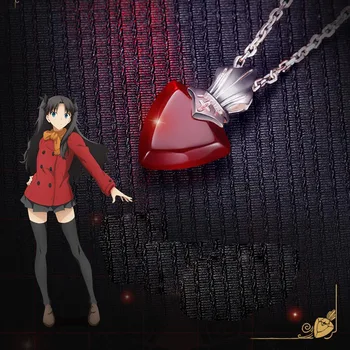 

Fate Stay Night Necklace Tohsaka Rin Cosplay Pendants Red Heart Shape Tohsaka Necklaces Jewelry Women Gift Accessories Pendant