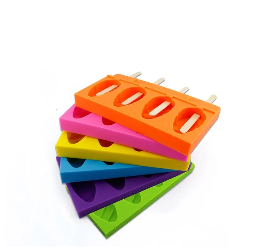 1Pcs Kitchen Tools 4 Caves Oval Shaped Silicone Ice Cube Tray Mold Ice Cream Pop Popsicle DIY Mould  