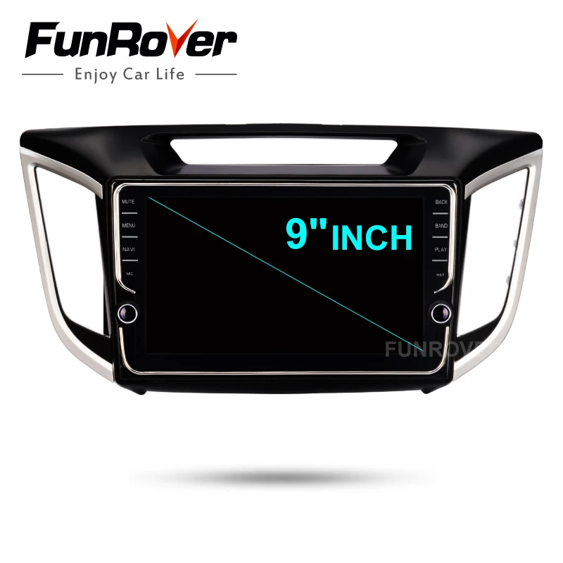 Top FUNROVER 2 din android 8.0 car dvd gps player stereo For Hyundai IX25 ix25 CRETA navigation audio radio tape recorder BT WIFI FM 5
