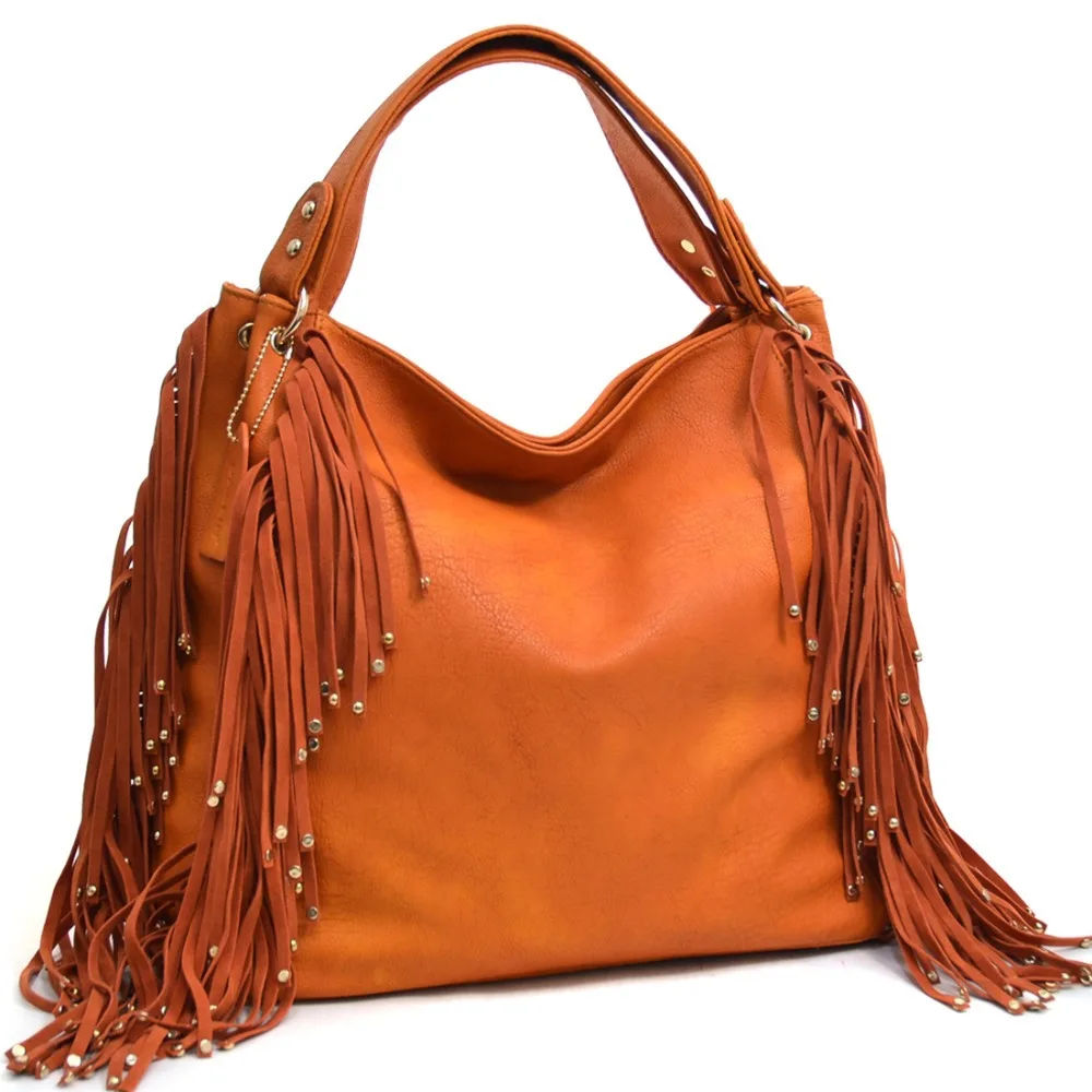 Women Leather Handbags Designer Inspired High Quality Studded Fringe Women Leather Handbags Designer Inspired High Quality Studded Fringe Bags Fashion Hobo With Studs Tassel In Shoulder From Luggage On