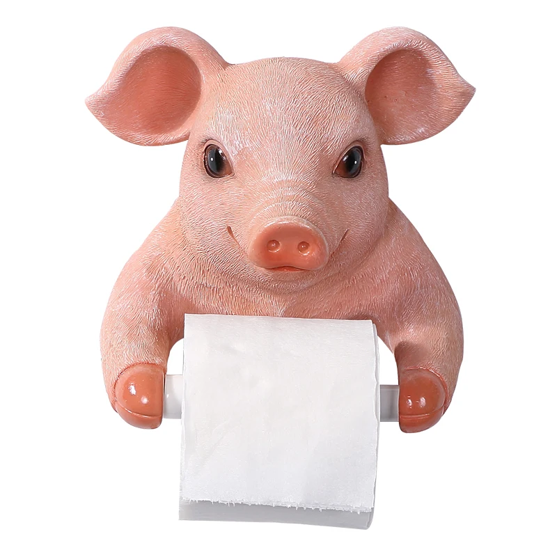 

3D creative jewelry resin towel rack bathroom cute pig tissue towel porta guardanapo bathroom puppy roll paper towel rack