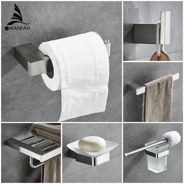 Metal Bathroom Sets European Modern Towel Ring Toilet Paper Holder Cup Holder  Robe Hook Bathroom Hardware Fitting 610000SN - AliExpress