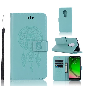 

50pcs/lot Wind Chime Owl Embossing TPU+PU leather hot sale case cover for Motorola Moto G6 G6 plus one G7 power play Z3 play