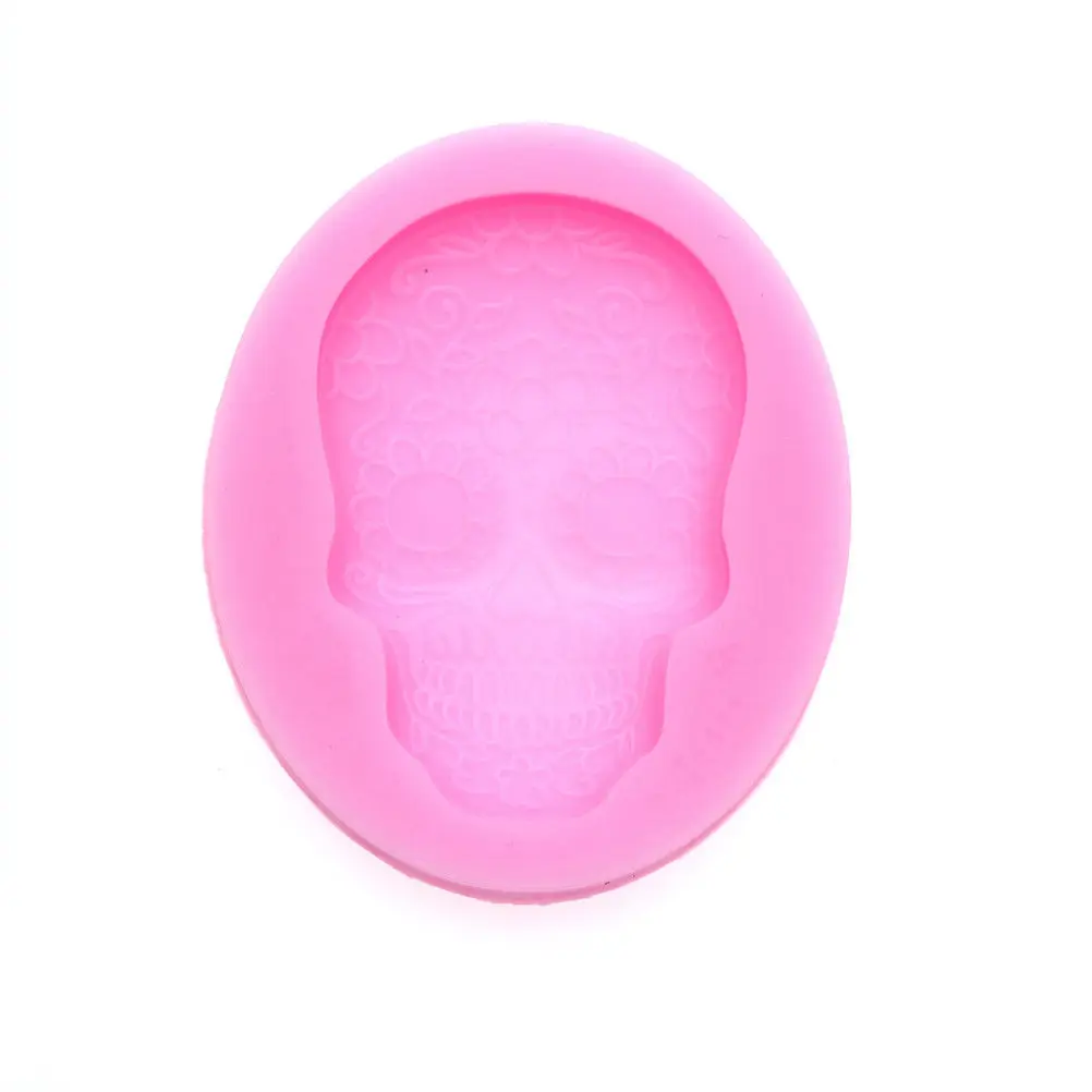 

Silicone 1PCS Skull Mould Halloween Fondant Cake decoration Molds Cupcake Baking Tools handmade soap mold