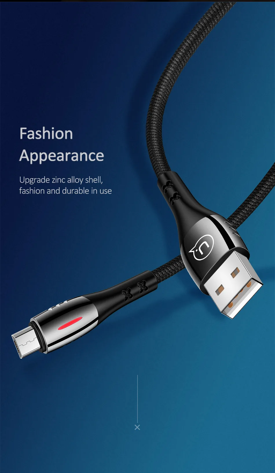 USAMS Micro USB кабель интеллектуальное отключение питания QC3.0 Быстрая зарядка шнур данных провод для samsung Xiaomi huawei телефонный кабель для Android