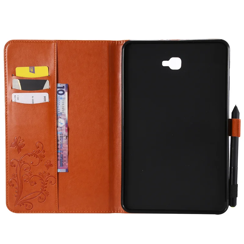 3D Butterfly Embossed Tablet Stand Case For Galaxy Tab A6 10.1 2016 SM-T580 T585 Magnetic Flip PU Leather Cover Sleeve + Stylus (44)