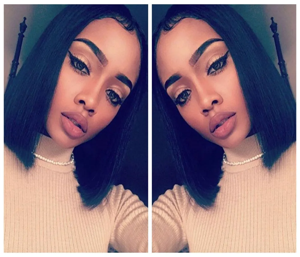 

Top Quality Silky Straight Short Bob Hair Heat Resistant Glueless Synthetic Lace Front Wig 10 Colors Cheap Wigs For Black Women