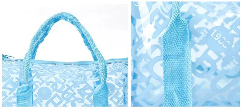 Водонепроницаемая пляжная сумка для хранения, сумка-тоут, сумки для женщин, ПВХ, прозрачная, с буквенным принтом, пластиковая сумка для ванной, моющаяся сумка, XA372WD
