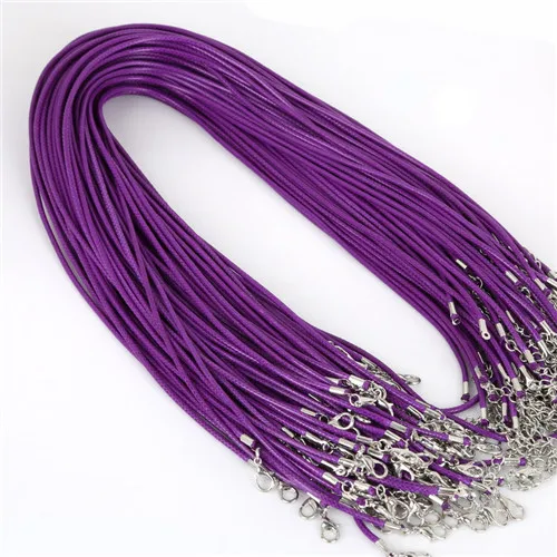 30 шт./партия 2 мм искусственный кожаный шнур ручной работы Плетеные веревочные ожерелья и подвески с застежкой Омаров DIY - Цвет: Dark Purple