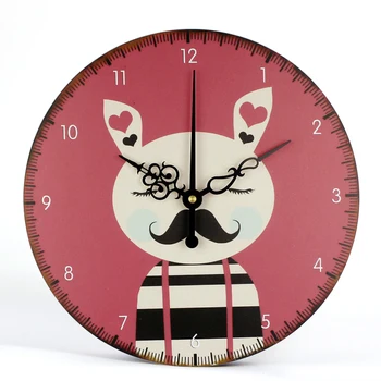 

Modern Design Silent Large Wall Clock Cartoon Rabbit pattern Retro Office kids Study Room Home Decorative Wall Watch Decor Clock