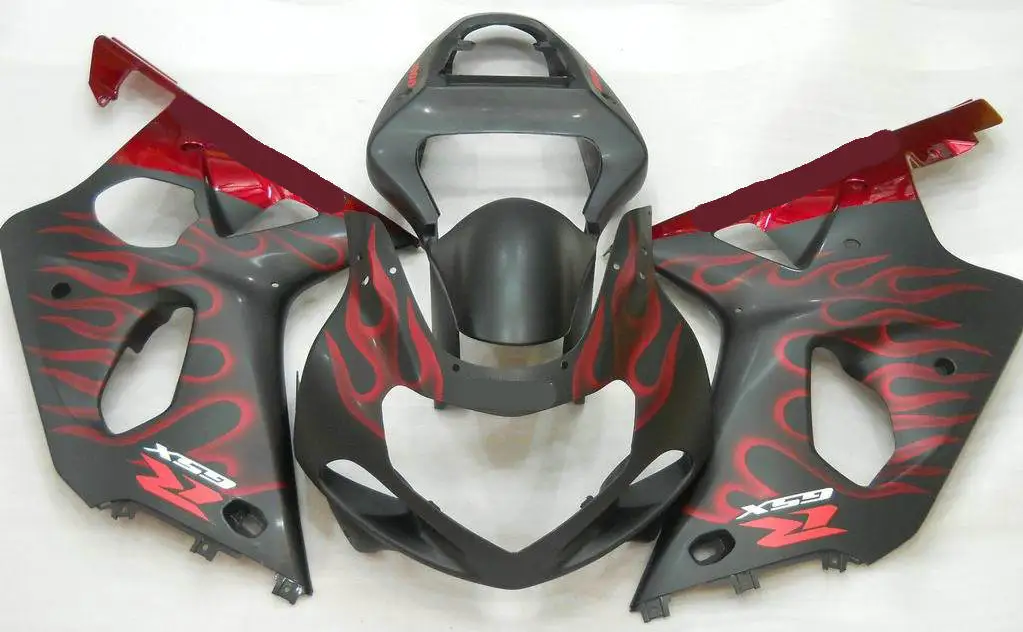 5 бесплатных Подарки ABS Впрыска Черный Красный Пламя Обтекателя Fit GSXR600 GSX-R-600 750 K1 K2
