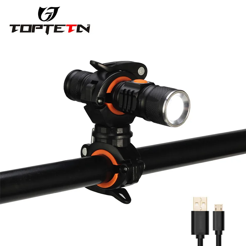 Bike Light UltraBright StretchZoom Bicycle Front LED Flashlight USB Rechargeable