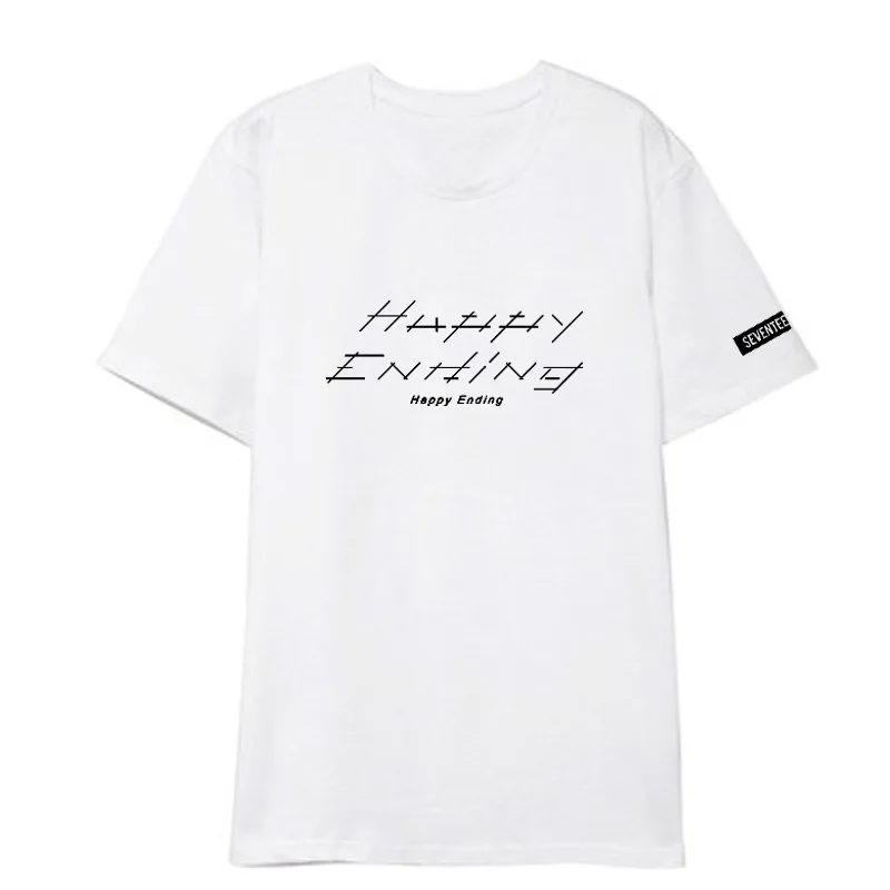 

New arrival seventeen 17 Single song Happy Ending o-neck tshirt kpop Korean style letter T shirt Unisex Short sleeve shirt tops