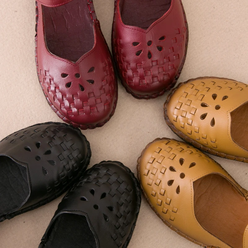 

AARDIMI New Spring Women Sandals Genuine Leather Retro Flat Sandals For Woman Top quality Comfortable Summer Mother Shoes