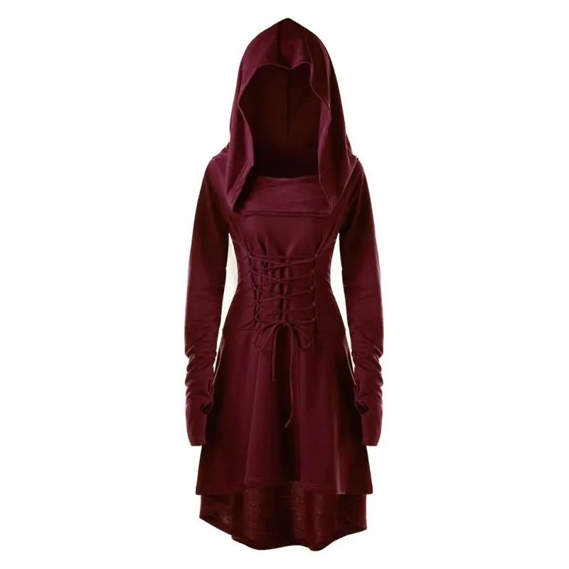 

Summer Casual Gothic Plus Size Punk Black Women Midi Hoodie Dresses Gray Hooded Lace Up 5XL Chic Goth Female 90s Fashion Dress