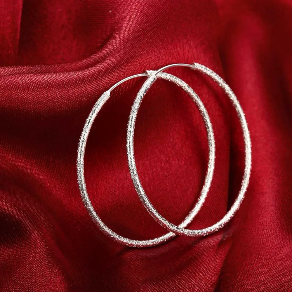 925 пробы серебряные Простые серьги-кольца 3,5 см/5,0 см для женщин трендовые ювелирные серьги