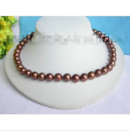 Free shipping@@@@@ Free shipping lustrous 11mm coffee freshwater pearl necklace a