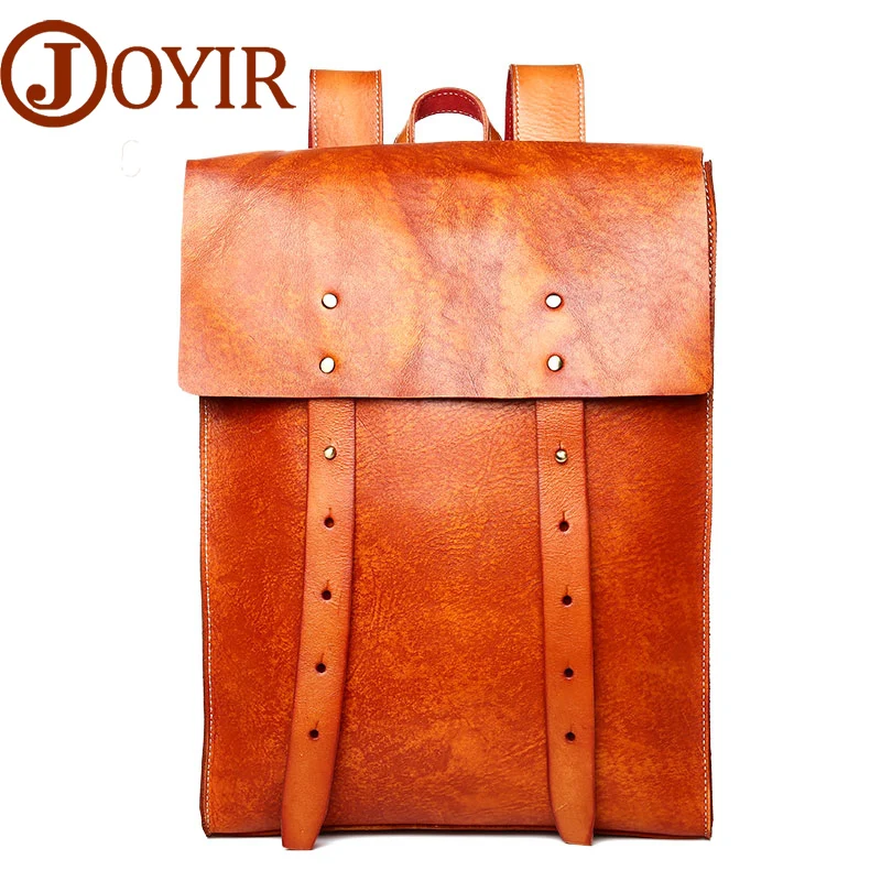 

JOYIR Genuine Leather Men's Backpack Vegetable Tanned Leather Travel Backpack Causal Fashion Shoulder Bag Mochila Male New 2018
