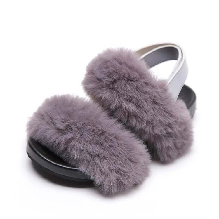 

Girl Rabbit Hair Princess Shoes Summer Sandals Girl Baby Fashion Beach Shoes Girl Sandals