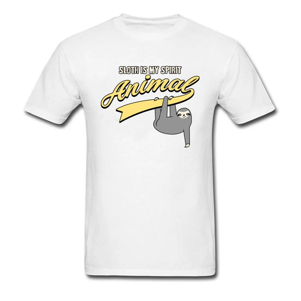 Print Prevailing Short Sleeve Casual T-shirts 100% Cotton Crewneck Mens T Shirt Summer Clothing Shirt Thanksgiving Day Funny Sloth Spirit Animal shirt   men women youth tee shirts white
