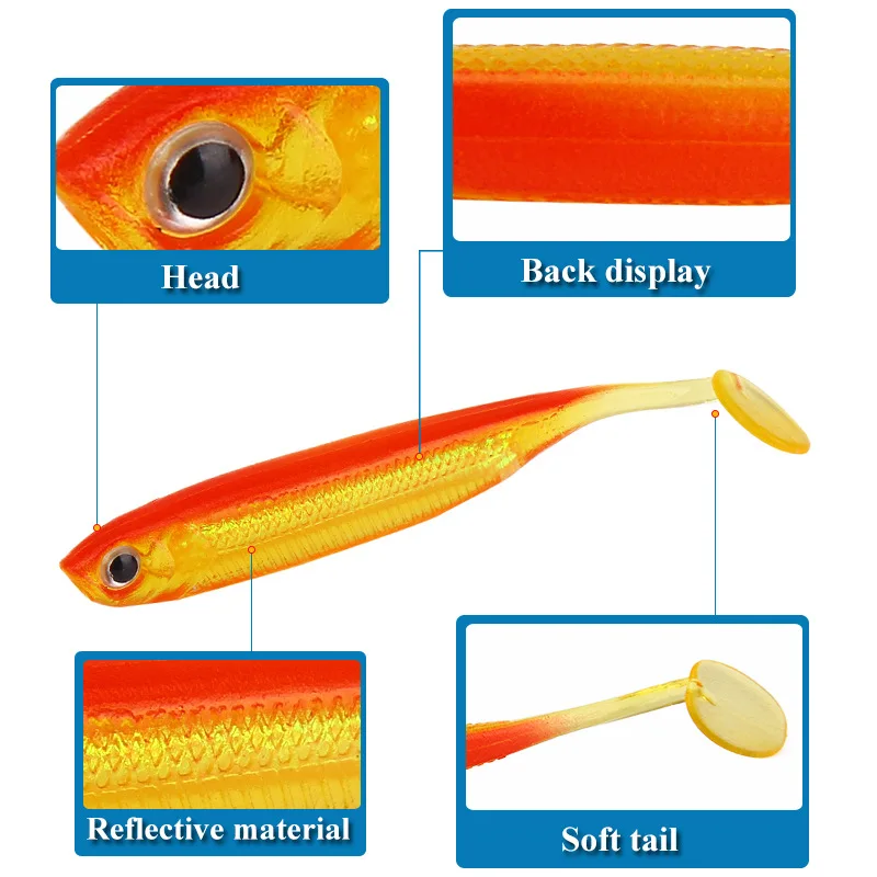 Colorful Soft Bait Freshwater Sea Fishing Simulation Fish Bait 7cm/14g Bag 5/pcs Lure Soft Bait Fishing Gear Accessories jooyoo
