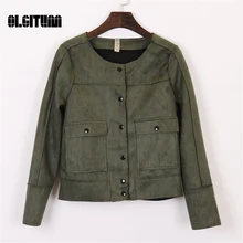 OLGITUM 2017 OLGITUM 2017 Women’ Jacket OLGITUM 2017 Suede Coat Women Slim Long Sleeve All-Match Short Coats New Autumn JK002