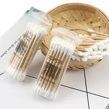 80 шт./упак. безопасности одежда для малышей с двойной головкой ватный тампон одноразовые носа, чистка ушей макияж бутоны наконечник Портативный Инструменты для здоровья