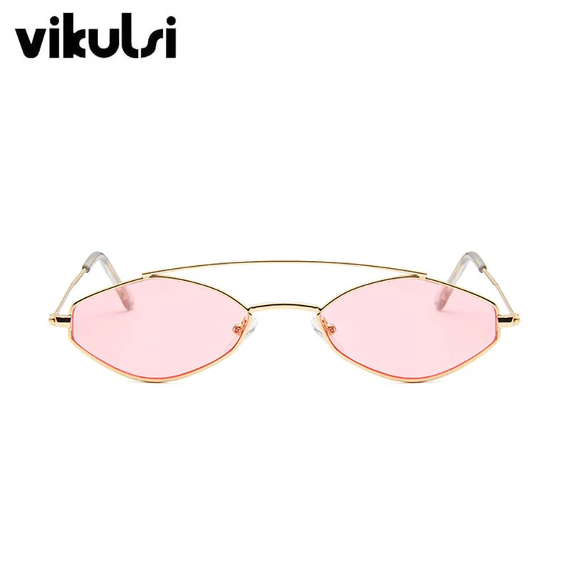 Милые сексуальные женские солнцезащитные очки кошачий глаз новые ретро маленькие двойные солнечные очки кошачий глаз женские винтажные Оттенки для женщин UV400 - Цвет линз: D879 gold pink