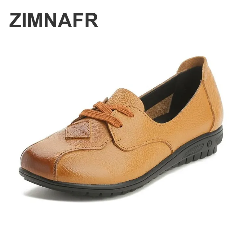 

ZIMNAFR BRAND WOMEN FLATS 2018 NEW SPRING CASUAL SHOES WOMEN FLATS LACE-UP COMFORTABLE MOTHER FLATS SHOES PLUS SIZE 35-43