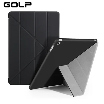 

Case for iPad Air / 5, GOLP Hot sales PU Leather Multi-folding Magnetic Cover translucent TPU back stand Case for iPad Air / 5