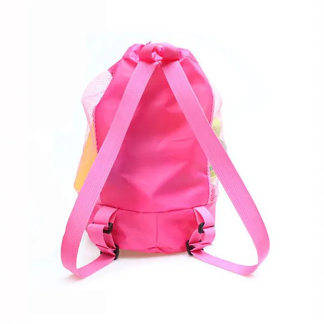 Складная пляжная сумка для игрушек, пляжная сумка для хранения, сумка-тоут, Сетчатая Сумка, органайзер для игрушек для путешествий, сетчатый рюкзак для хранения на шнурке - Цвет: Розовый