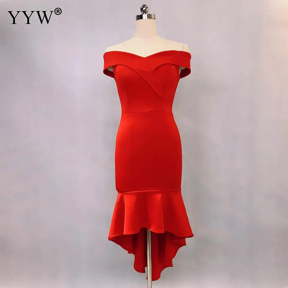Элегантное платье с вырезом "лодочка" красные вечерние платья русалки женские Vestidos труба сексуальный халат De Soiree модные тонкие однотонные вечерние платья