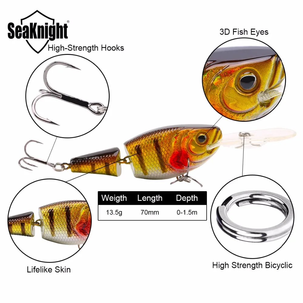 SeaKnight SK028 шарнирная приманка 2 секции Crankbait 70 мм 13 5 г 0 ~ 1 м плавающие воблеры