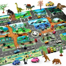 Детская игра динозавр парк Карта Коврик для ползания для детей автомобиль животное город знак движения игрушки