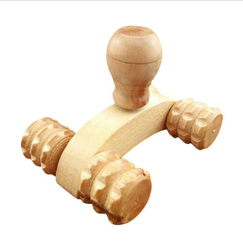 Solid Wood Full-body 4 Wheels Wooden Car Roller Relaxing Hand Massage Tool Reflexology Face Hand Foot Back Body Therapy Massage