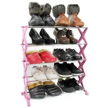 Best Promotion Stainless Steel Folding 5 Tiers Stackable Shoes Rack Stand Storage Organizer Holder Space Saving Shelf Closet