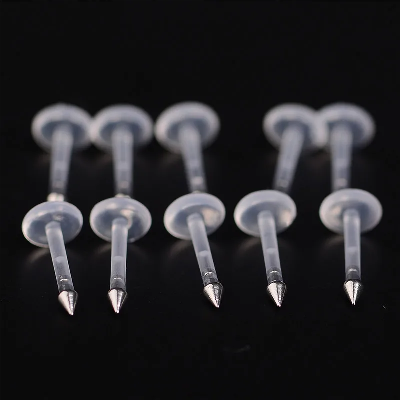 imixlot 10pcs Punk Transparent Plastic Labret Nose Ring Lip Tragus Bar