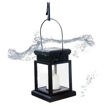 

Waterproof LED Solar Garden Light Flickering Flameless Candle Outdoor Lighting Hanging Smokeless Solar Lantern For Camping